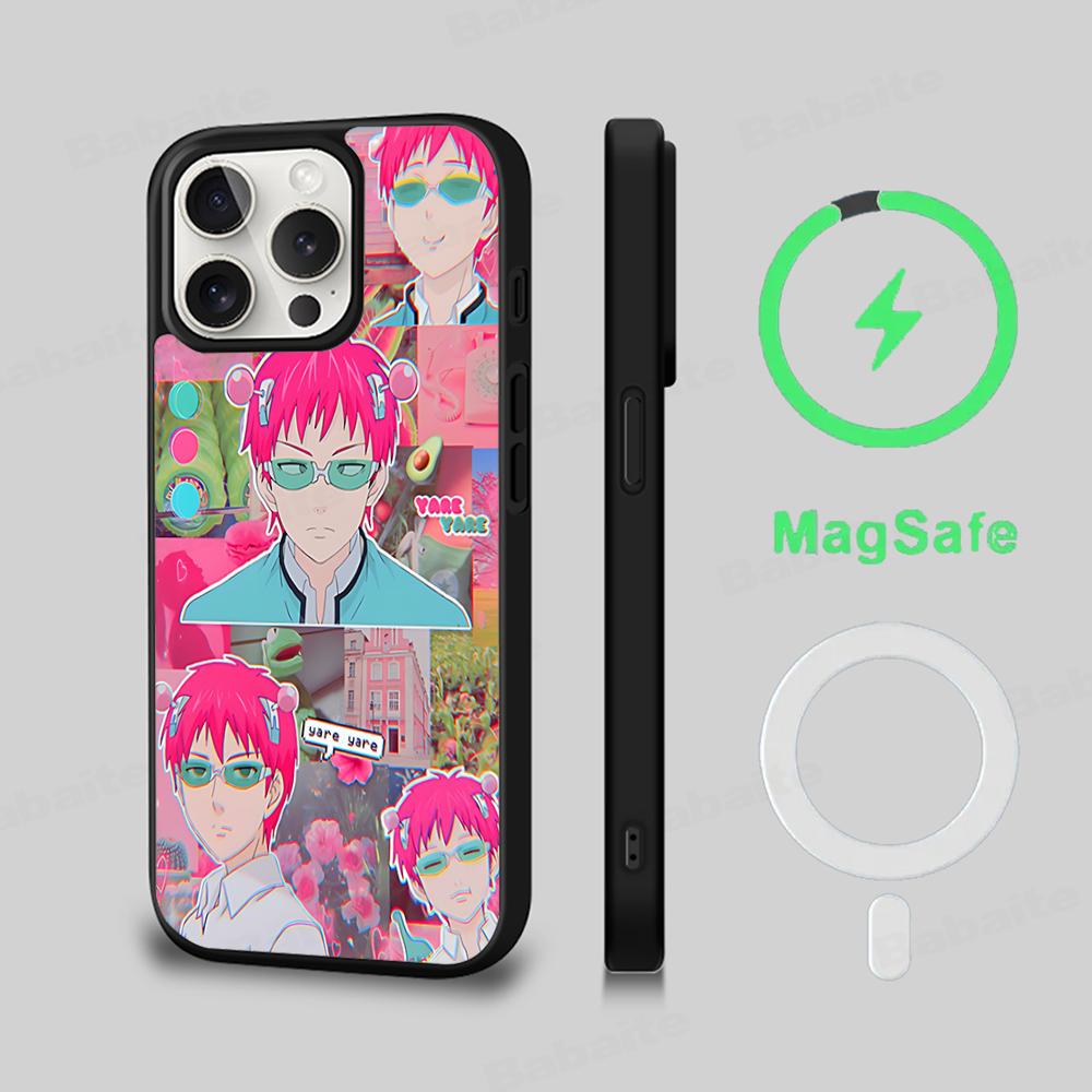 Saiki Kusuo No Psi Nan Phone Case Magnetic Case For IPhone 16 14 13 12 11 15 Pro Max Plus For Magsafe Wireless Charge Cover