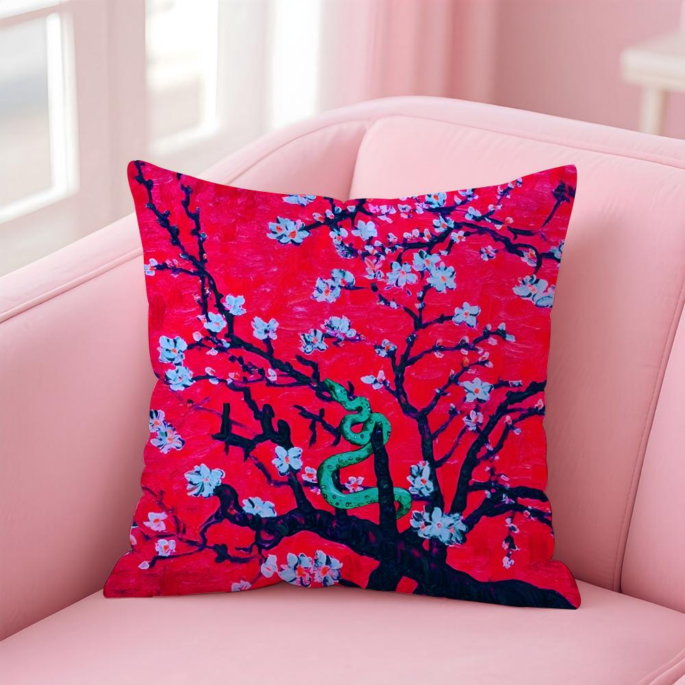 Watercolor Painting of Orchid Plants Cushion Cover Pillow Case Soft Skin Friendly Fabric  Concealed Zipper