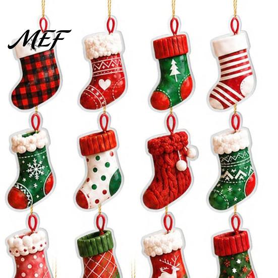 Christmas Party Favors Snowman Countdown Calendar, 24-Day Acrylic Ornament Set with Winter Collectible Holiday Toys Figures, Tree Hanging Decor,