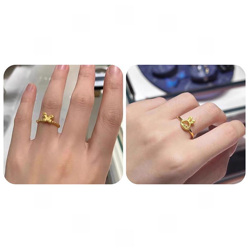 Copper Unique Adjustable And Gold Bowknot Rabbit Ear Ring For Women Stylish