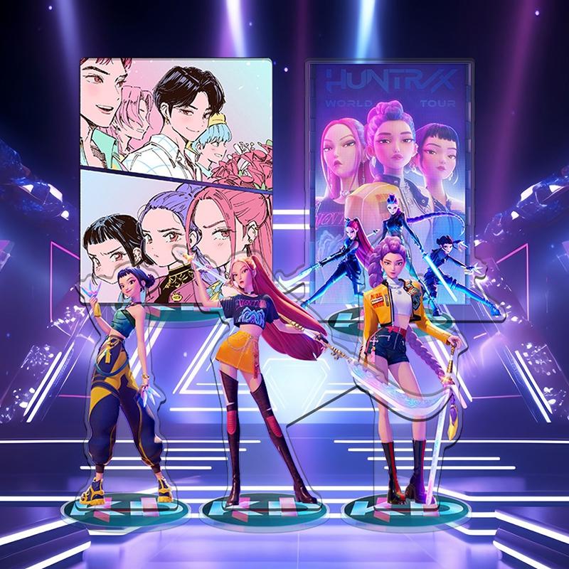 K-pop Demon Hunters Desktop Ornament Hunters Boys Group Figure Acrylic Stand Cartoon Ornaments Anime Po Frame