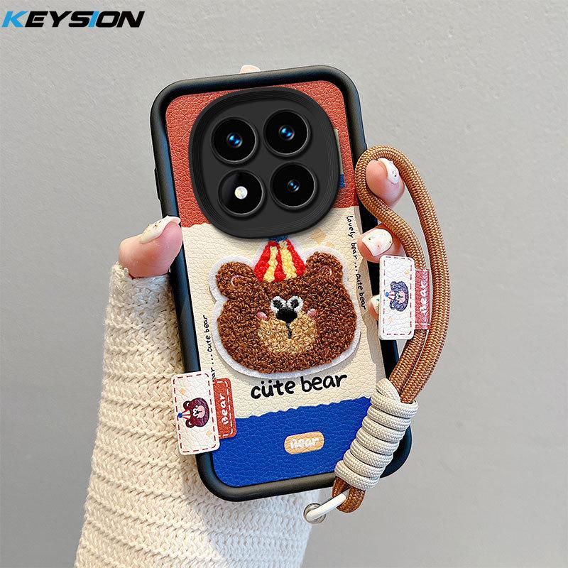 

KEYSION Мультяшный Милый Плюшевый Вышитый Чехол для Redmi Note 14 Pro 5G 14 Pro+ со Шнурком Противоударный Чехол для Телефона для Xiaomi POCO X7 for Redmi Note 14 Pro+ 5G