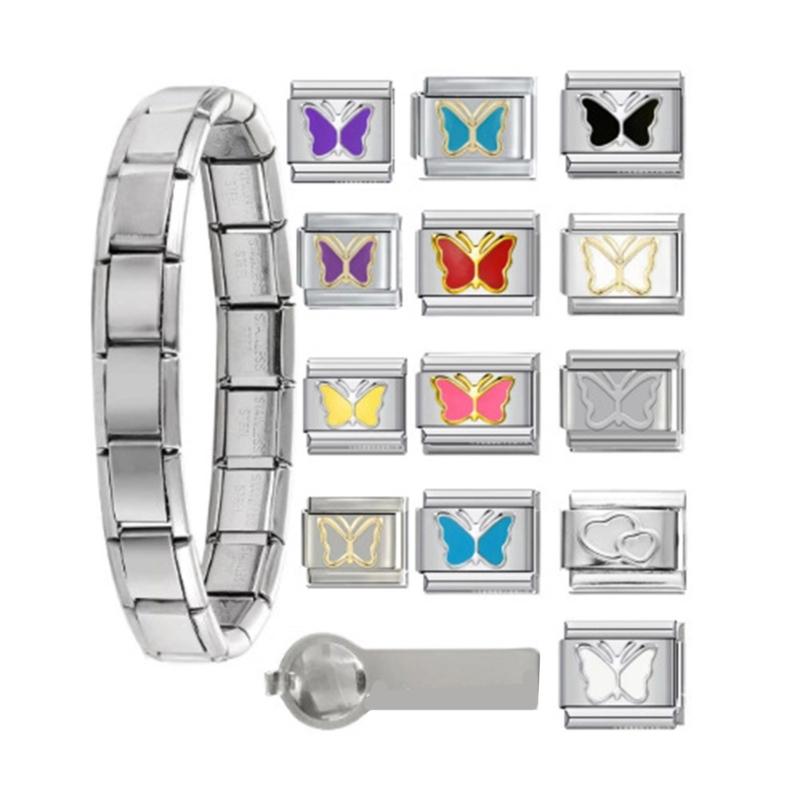 Модуль Ювелирная фурнитура Бусины Браслет Модуль Часть для изготовления ювелирных изделий Шарм Звено Нержавеющая сталь Итальянский браслет-шарм