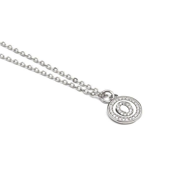 Luxenter Collier De Zirconium Brillant Finition En Rhodium - Alphabet O