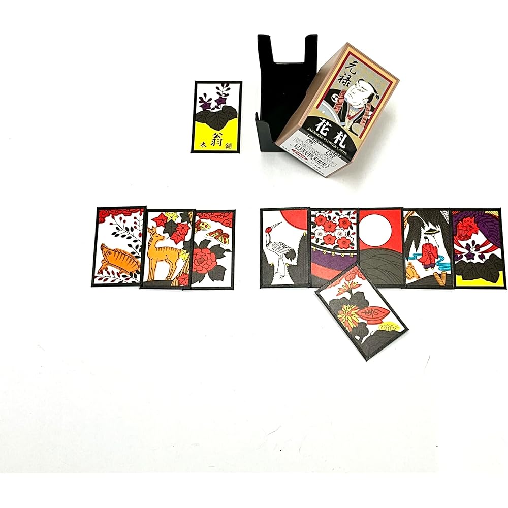 Genroku Hanafuda Karten, Authentisch Rückseitig, Hachi-Hachi, Koi-Koi, Oicho-Kabu, 48 Karten, Kunststoffetui, Hergestellt in Japan, Angel Playing Cards, HAGE