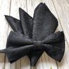 Black Paisley [Bow Tie & Pocket Square] 2-Piece Set for Men - One-Touch Closure - Casual & Formal - Black