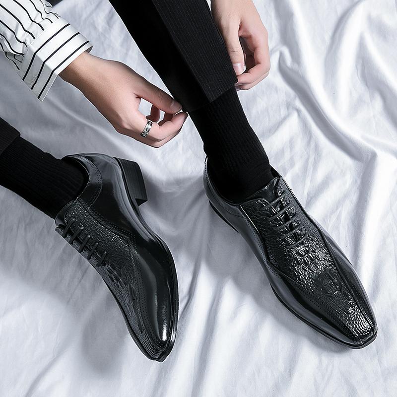 New Business Men's Shoes Oxfords Square Toe Lace-up Spring Autumn Brown Black Mens Dress Shoes Zapatos De Vestir Hombre