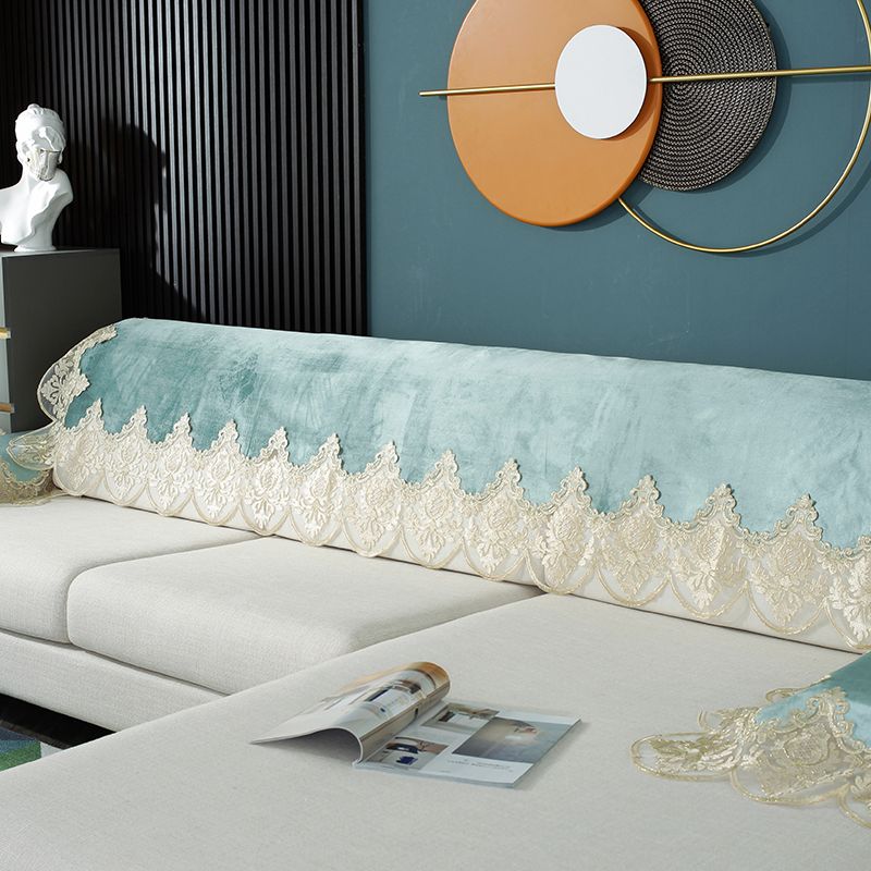 

Accessible Luxury European Style Lace Sofa Towel Sofa Armrest Towel Fabric Sofa Slipcover Sofa Back Towel All Year Round Neutral Dustproof Peacock Blue 70*70cm square [small armrest towel]]
