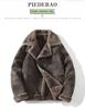 Men's Plus Size Lapel Leather and Fur Jacket - Winter Edition