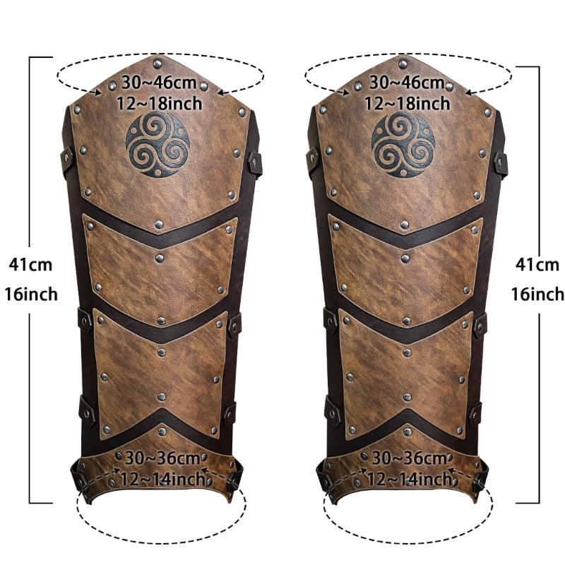 Medieval Faux Leather Leg Guards Vintage Studded Leg Gaiters with Adjustable Straps for Cosplay and LARP Enthusiasts