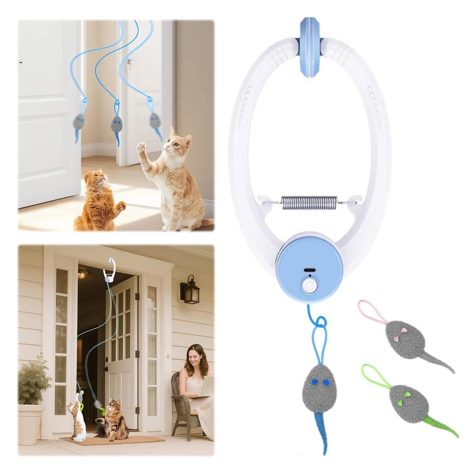 

Retractable Kitten Teaser Rechargeable Interactive Pet Play Toy with 3 Mice Interactive Cat Toys for Indoor Cats Self Play China Mainland