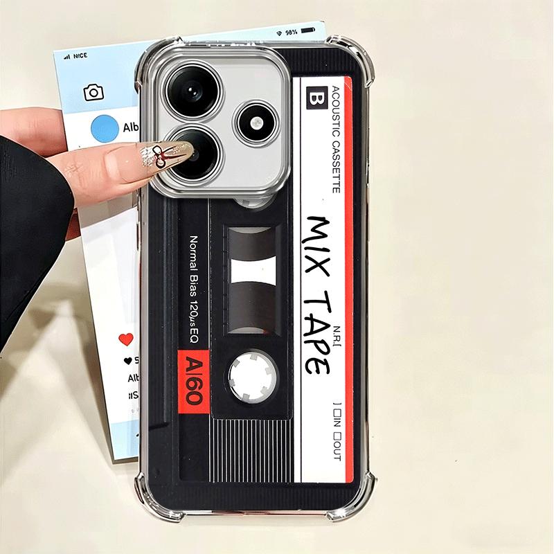 Vintage 90S Cassette Tape Pattern Plating Phone Case For Xiaomi Poco X5 X6 X7 X8 Pro Max F8 Ultra F7 M8 M7 M5S Redmi 15C 15 14C