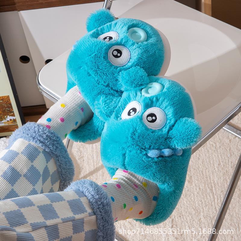 

Хлопковые тапочки зимние мультяшные милые с меньшим сердцем наваленные утолщенные домашние нескользящие хлопковые тапочки Size 40-41 is suitable for 39-40 feet сапфировый