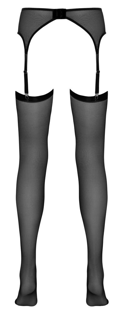 NO:XQSE - Sexy Mesh Garter Belt + Stockings Black S/M