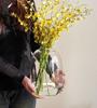 Elegant Acrylic Glass Vase for Fresh Flower Arrangements - Hydroponic Campanula, Willow Bark, and Horse Chestnut Display for Living Rooms