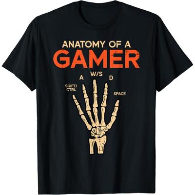 Anatomy Of A Gamer Skeleton Hand Funny Men Boys Kids Teens T-Shirt