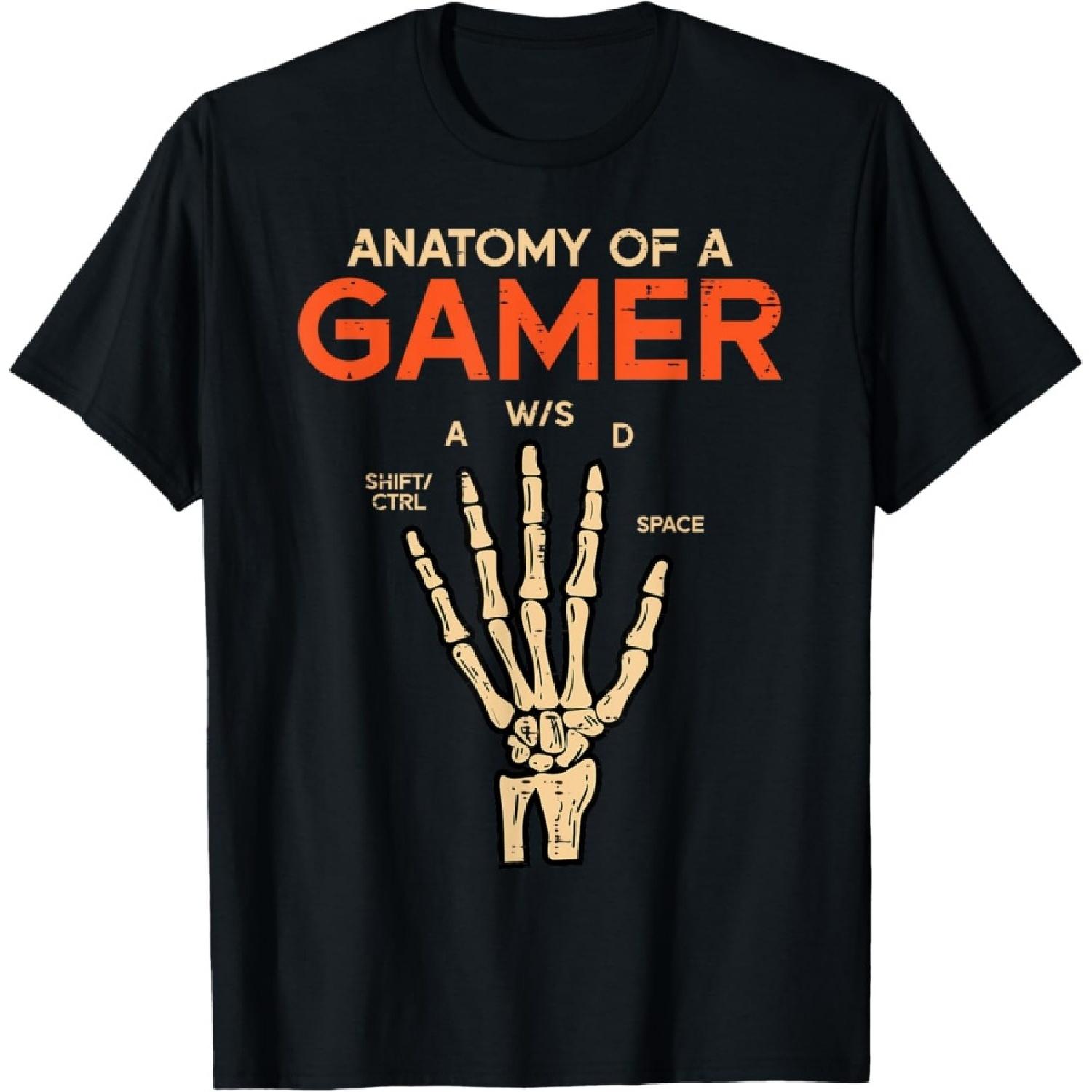 Anatomy Of A Gamer Skeleton Hand Funny Men Boys Kids Teens T-Shirt S