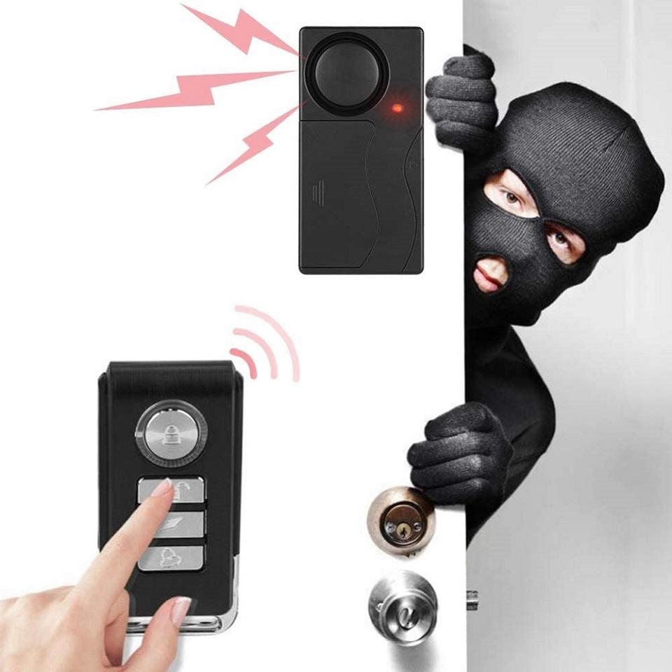 110dB Anti-Theft Vibration Alarm with Remote Control Alarm Door and Window Alarm Motorcycle Bicycle Security Sensors