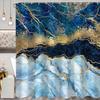 Navy Blue and Gold Marble Shower Curtain Modern Luxury Abstract Art Shower Curtains for Bathroom with Hooks Polyester Waterproof