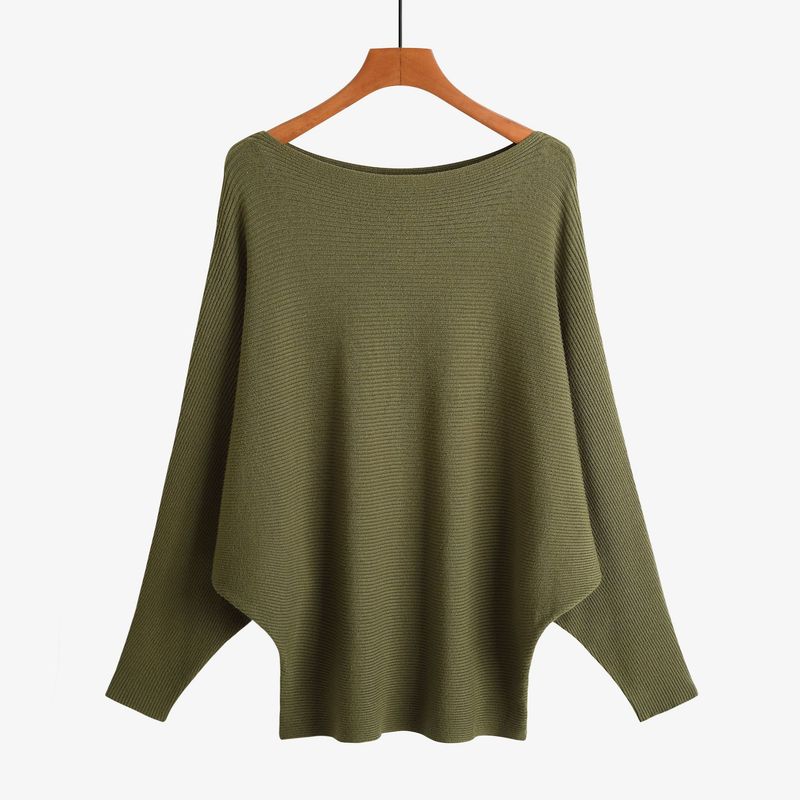 Loose Long Sleeve One-Line Collar Top Loose Long Sleeves off-Shoulder Top Female