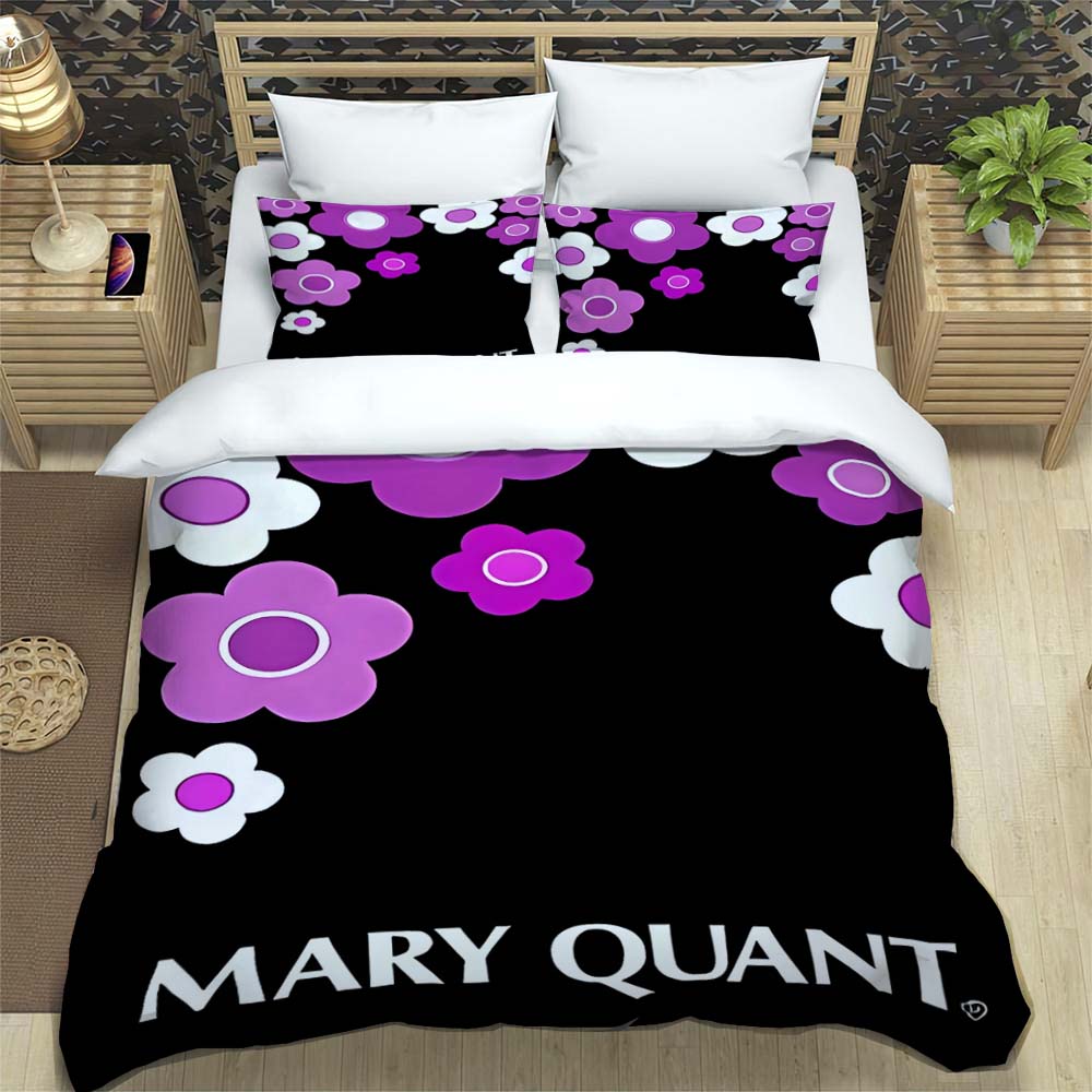 3-Piece M-Mary -Q-Quant- t PrintedDuvet Cover Set – Includes 1 Duvet Cover and 2 Pillowcases; Suitable for Home and Dorm Use