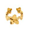 Adjustable Stainless Steel Five-Petal Flower Ring - Fade-Resistant