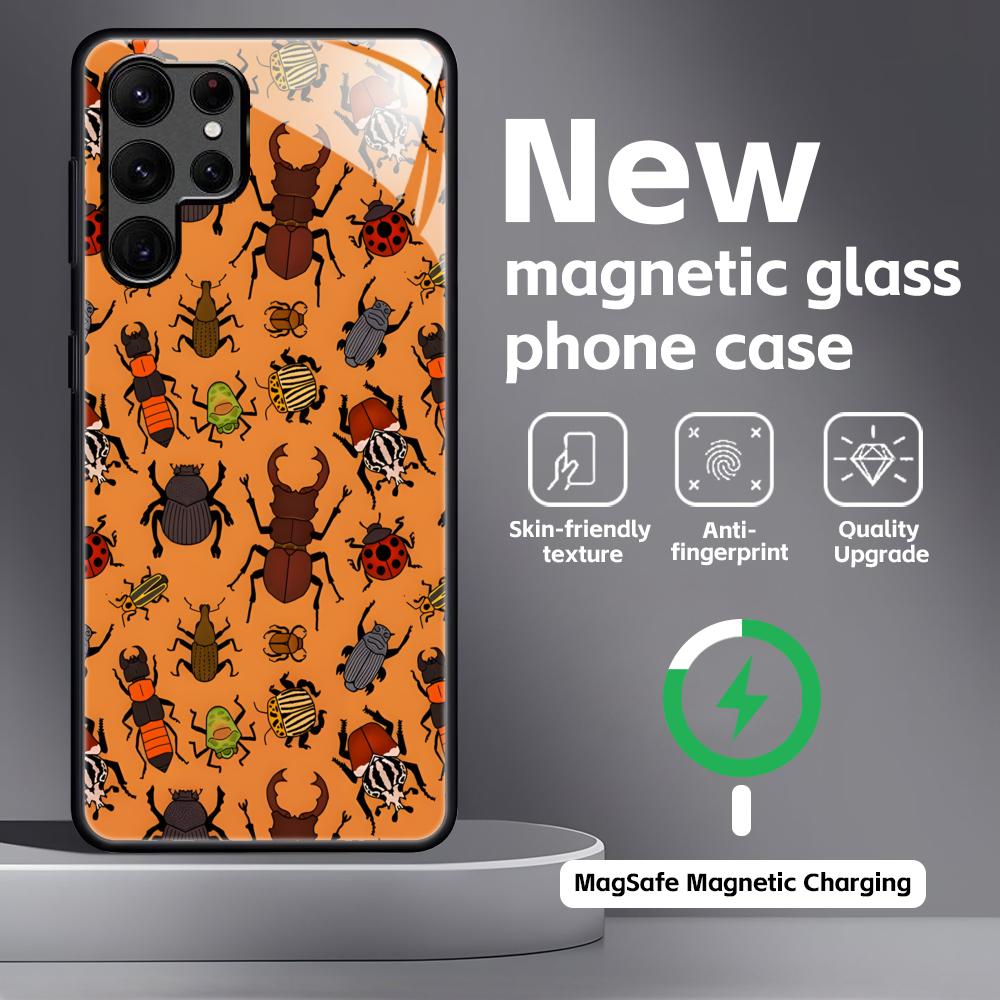 

Cool insects Phone Case For Samsung S26 S25 S24 S23 S22 S21 Plus Ultra Note20 Glass Magnetic Case Galaxy S21+ 5G