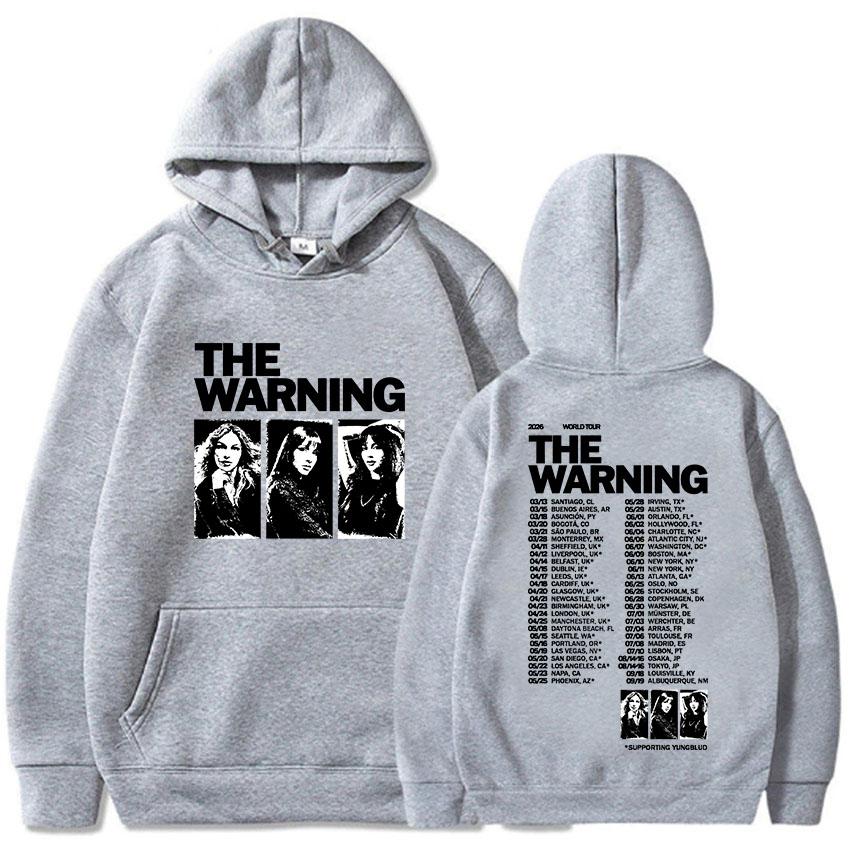The Warning Dünya Turu 2026 Kapüşonlular Unisex Sokak Giyimi Uzun Kollu Polar Kapüşonlu Sweatshirtler Grafik Ürünler Grup Moda Baskılı Kapüşonlu