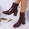 Winter New High-heeled Skinny Boots Women's 2025 Thick Heel Slimming Square Toe Fashion Boots