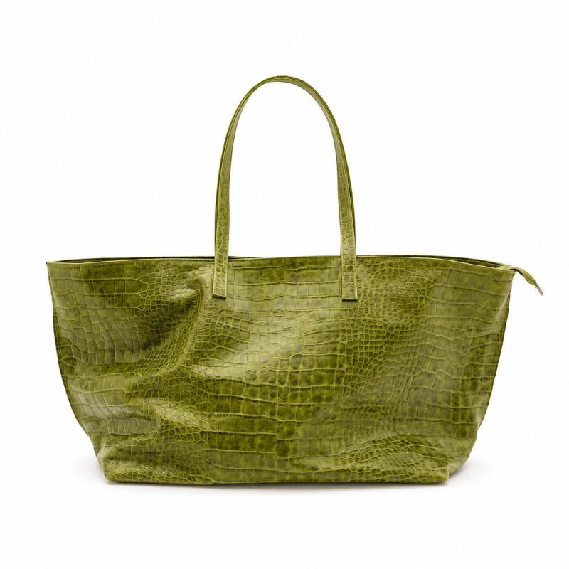Large Vintage Crocodile Texture Tote Bag