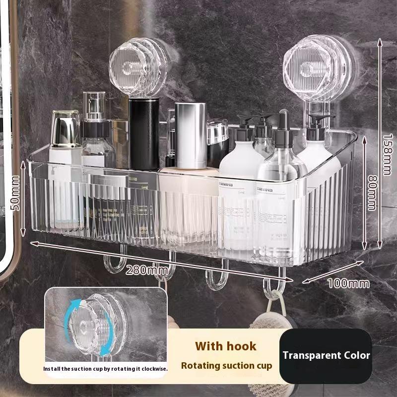 Raft de depozitare cu ventuză Fără găurire Transparent Auriu Baie Scurgere Raft Organizator Montat pe perete