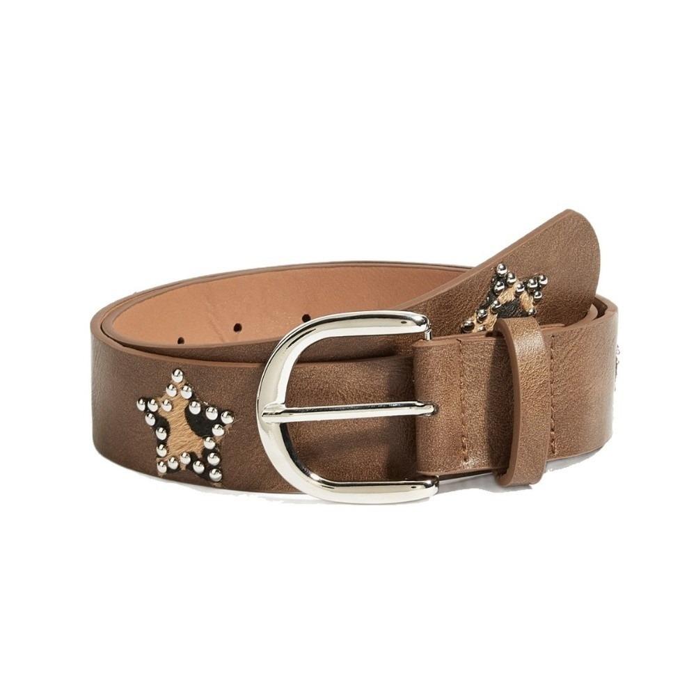 

Star Metal Buckle Belts Rivet Pu Leather Waistband Casual Retro Jeans Belt Women коричневий