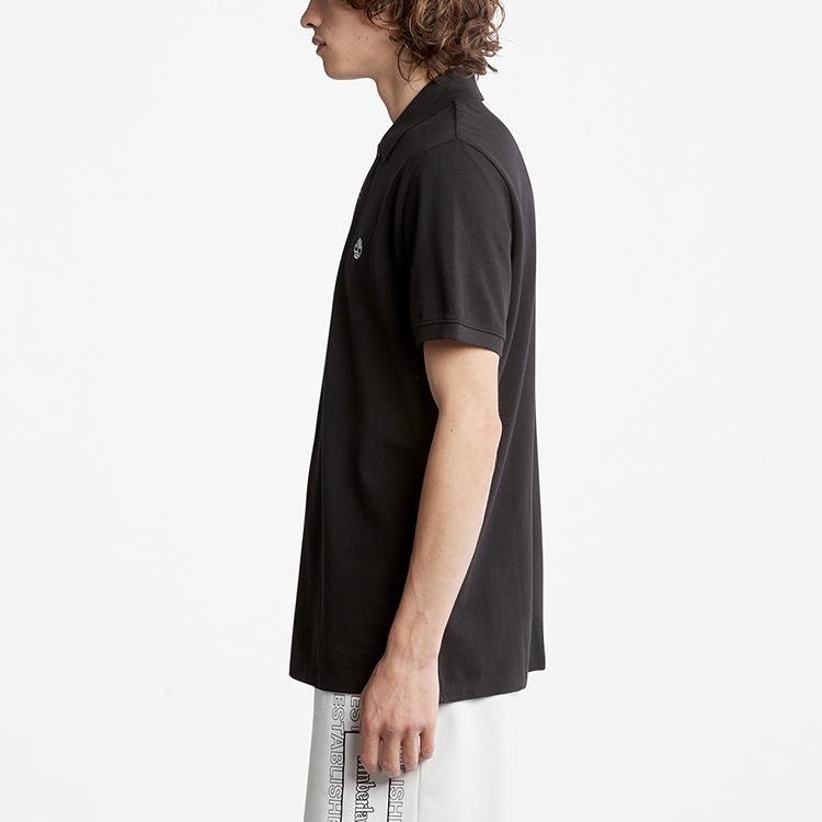 Timberland Single Pearl Loose Breathable Short Sleeve Polo Shirt Men Polo Shirts Black A24H2-001A