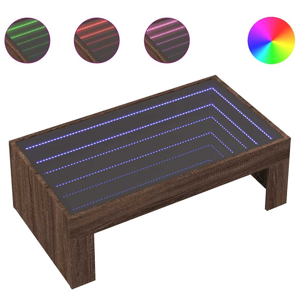 Infinity LED Coffee Table in Brown Oak Effect 90 x 50 x 30 cm