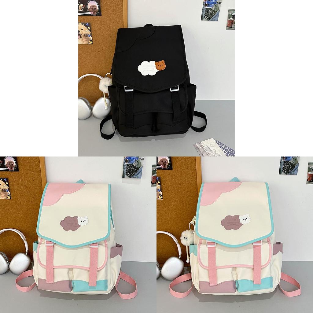Cute Neon Color Nylon Backpack For Girls With Design For School And College