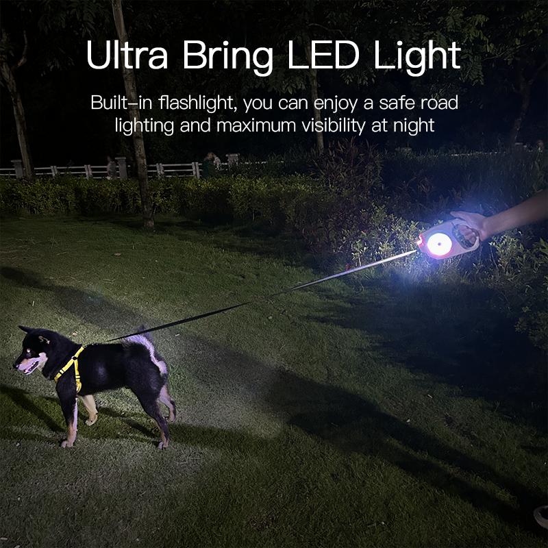 4 m lange, automatisch einziehbare Hundeleine mit LED-Licht und Laserspielzeug, luxuriöse Hundeleine für kleine und mittelgroße Hunde, Gassi-Zubehör für Hunde