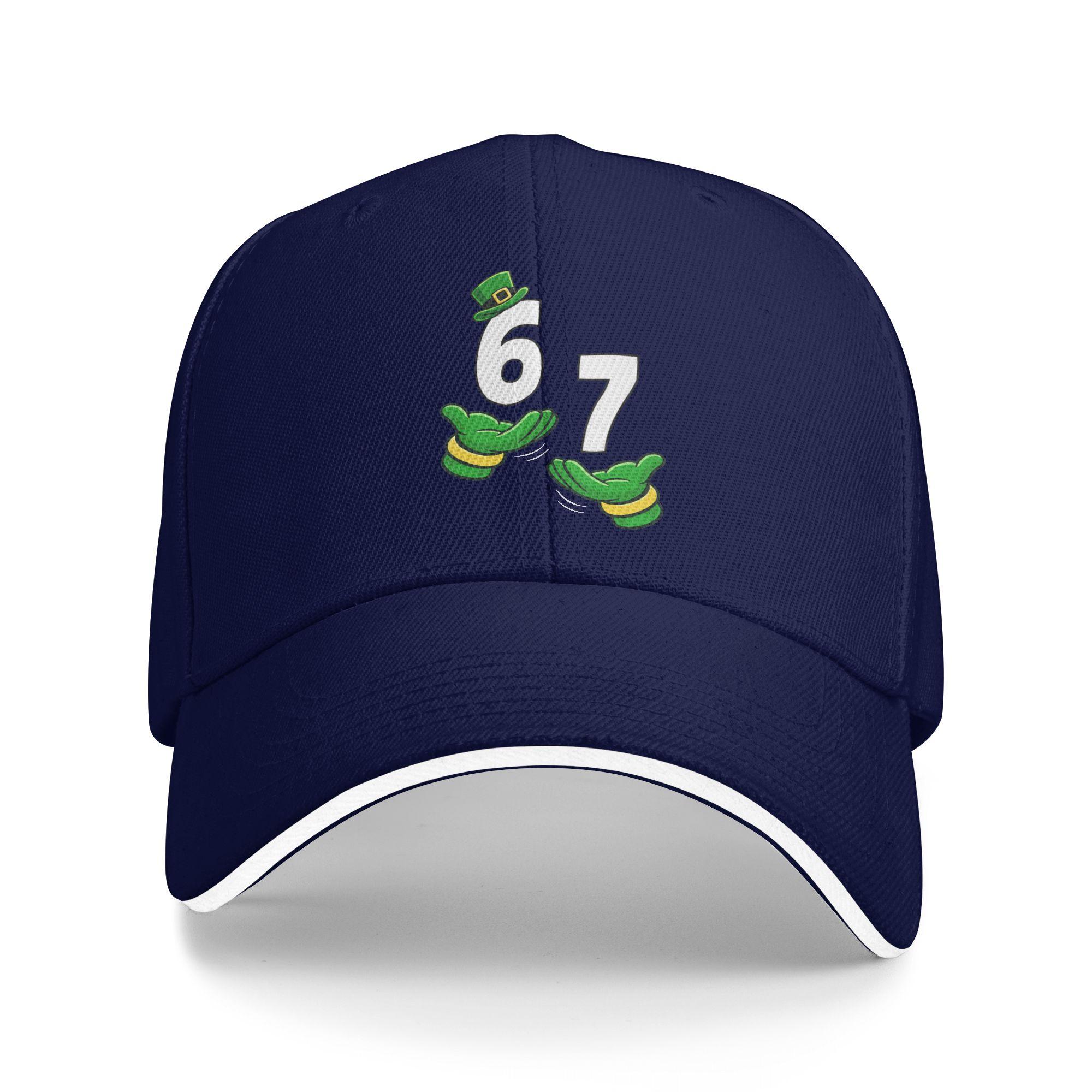 

Spring Casual Baseball Cap Six Seven 67 St Patricks Day 6 7 Shamrock Outdoor Gym Hip Hop Hats For Men Sun Print Snapback Cap As Picture темно-синий