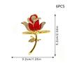 6 Pcs Red Floral Rhinestone Napkin Rings Serviette Buckle Rose Flower Napkin Holders for Party Dinner Table Decor