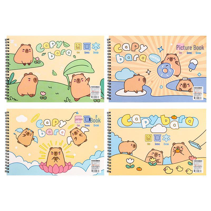 Kreskówka Kapibara Szkicownik A4: Urocza książka do graffiti i rysowania dla dzieci z grubymi pustymi stronami
