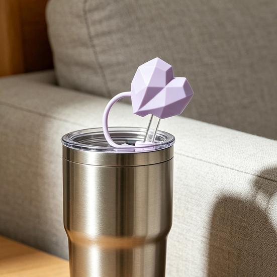 Multi-face Heart Silicone Straw Cap Reusable Straw Cover Leak-Proof Dust-Proof Straw Tip Fits 10mm Straws for Water Bottles And Tumblers