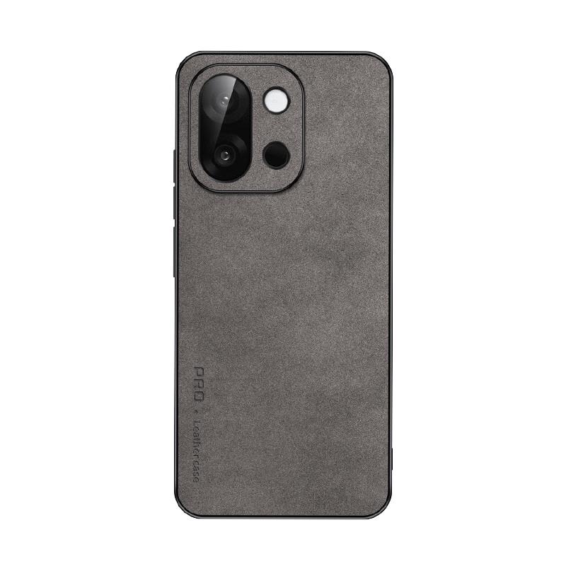 OnePlus 13T Phone Case, 13T Shockproof, Full Lens Protection, Soft, Simple Creative Luxury, Silicone Outer Case, Leather Cover, Graphite Gray