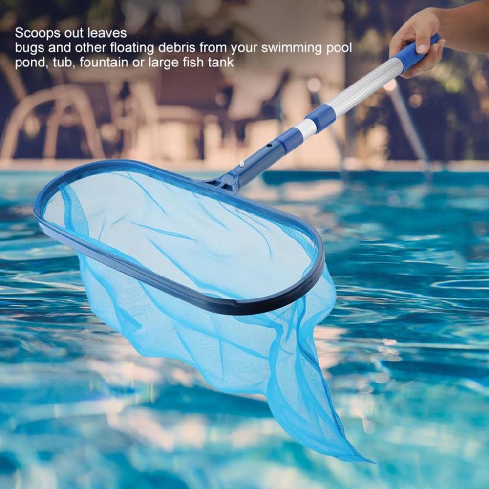 Schwimmbad Skimmernetz mit Teleskopstange Entfernung Laubharke Maschennetz Pool Teiche Reinigungsnetz Piscina Zubehör