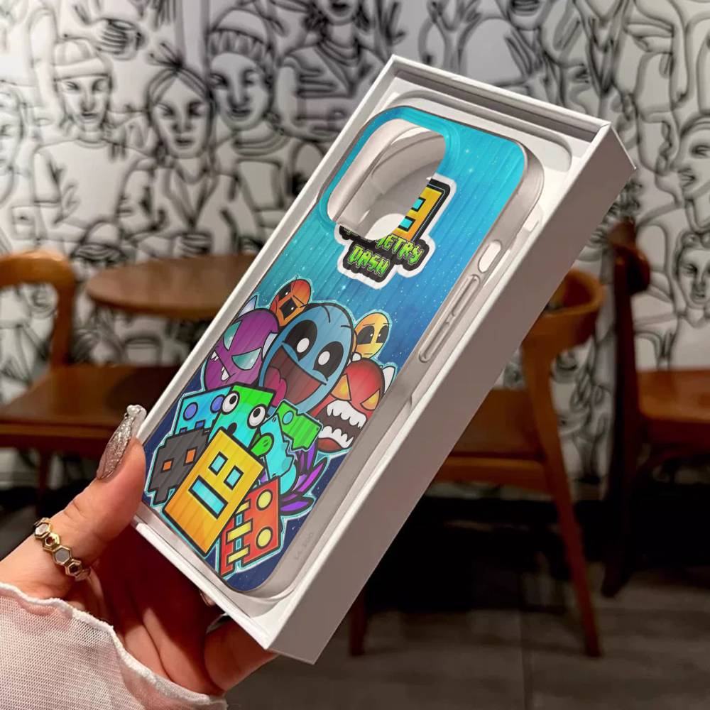 

Game Geometry Dash For IPhone 16 15 11 12 13 14 17 Pro Max PLUS Pro Soft Corrugated Silicone Back Phone Case iPhone 16 plus