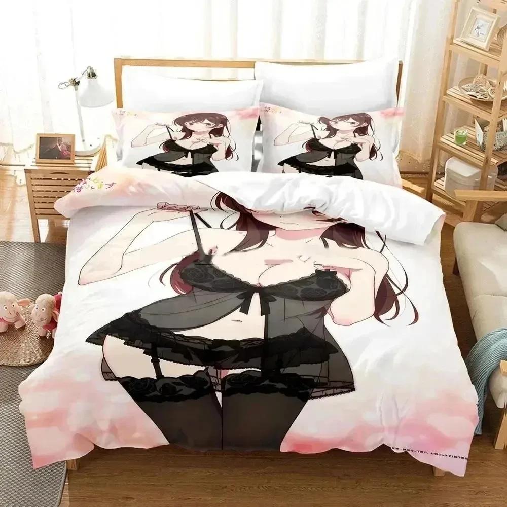 Anime Rent-A-Girlfriend Chizuru 3D NEW Duvet Cover Pillowcase Bedding Set Adult Boy Girl Bedroom Decoration Single Double Large