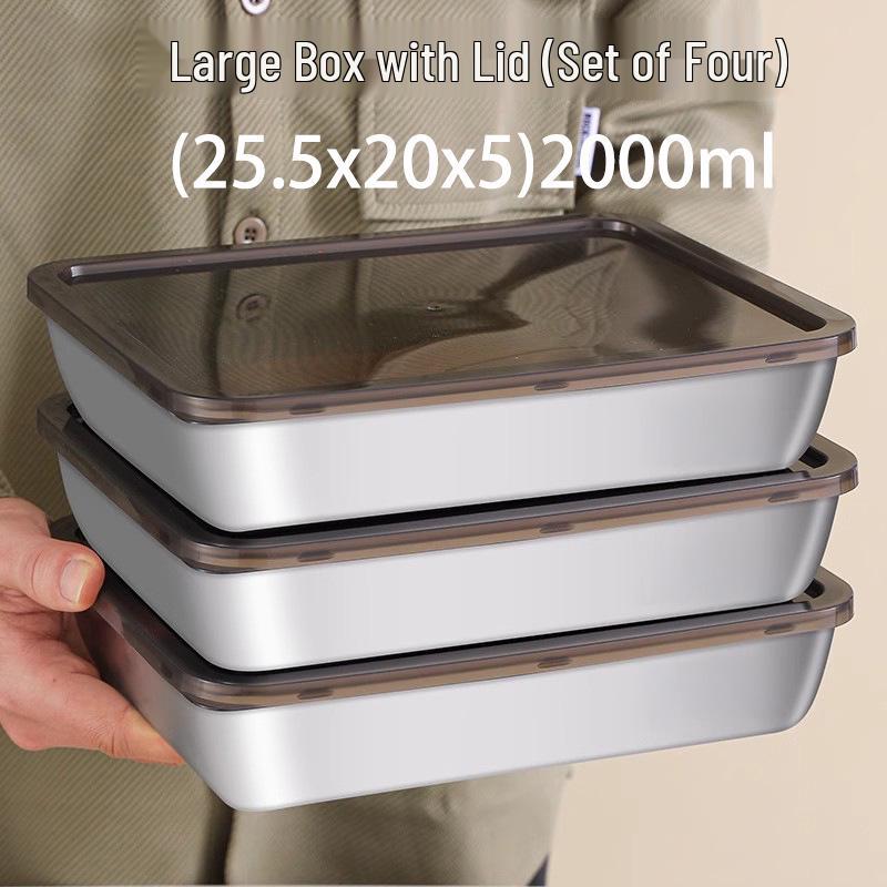 Large Capacity Food-Grade Stainless Steel Storage Container with Lid for Refrigerator and Freezer