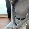 For Autumn and Winter, Wear A Fitted Long-sleeved Semi-high-neck Knitted Sweater As A Student Top