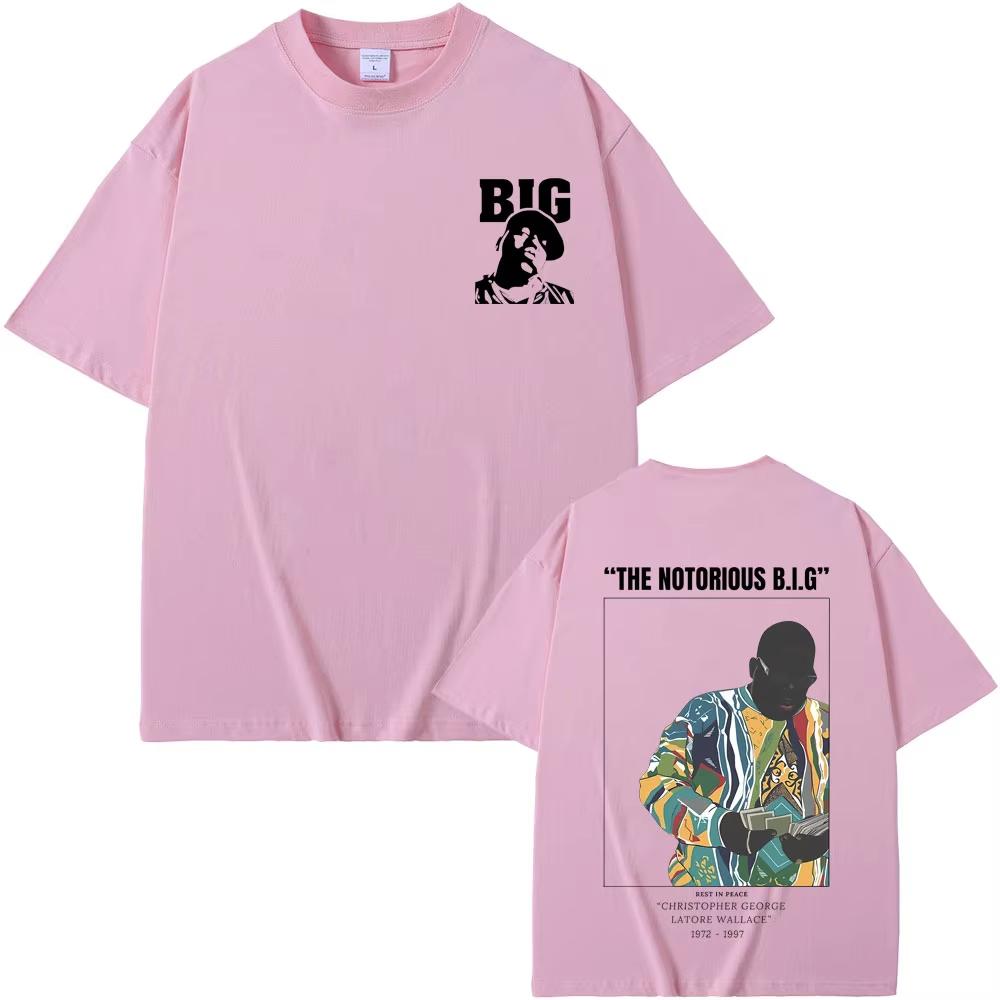 Vintage The Notorious B.I.G. Biggie Smalls Graphic Print Unisex Fashion Hip‑Hop Men's Pure‑Cotton Loose‑Fit T-shirt