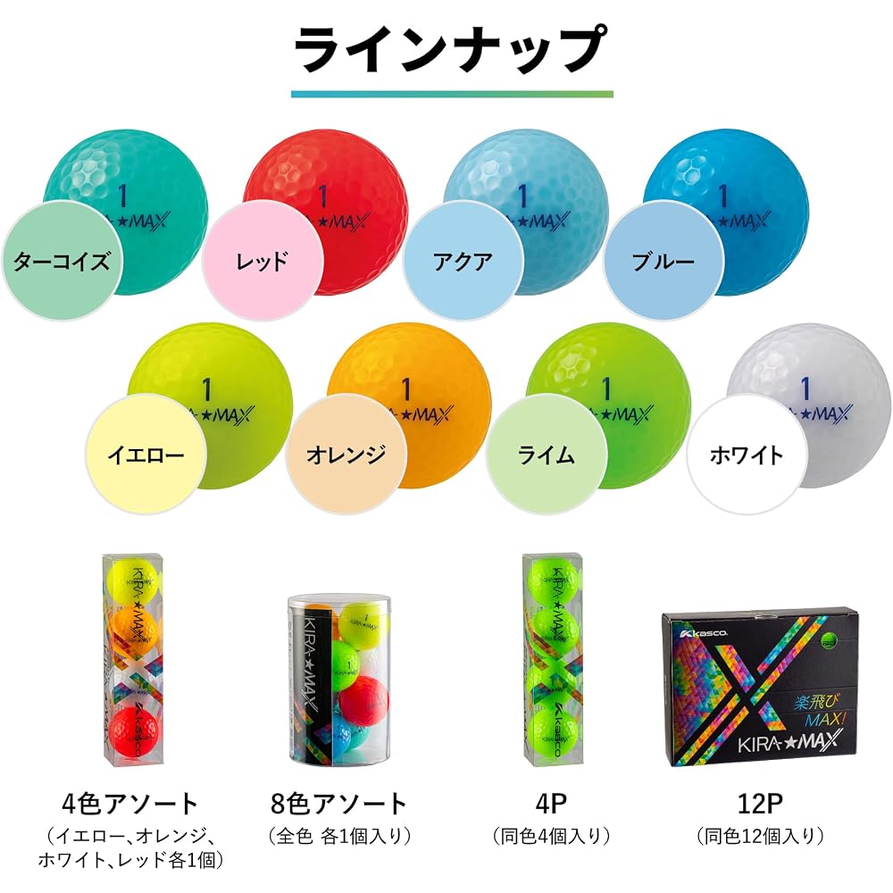 Kasco KIRA MAX Red 12P Golf Balls 12 Pack High Performance Durable Design