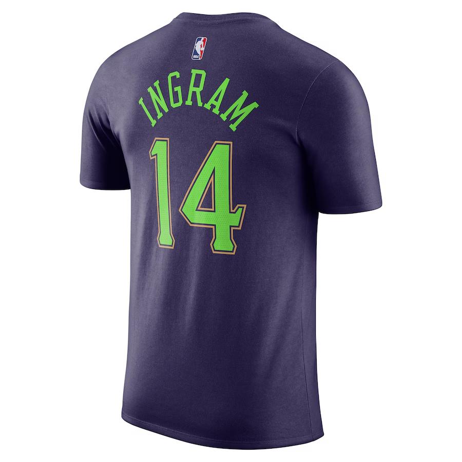 Nike X NBA New Orleans Pelicans Brandon Ingram Name & Number 2024/25 City Edition Letter Print Crew Neck Short Sleeve T-Shirt HJ2781-535