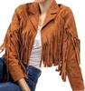 Handmade Suede Leather Fringe Women's 100% Brown Cropped Lambskin Jacket Stylish